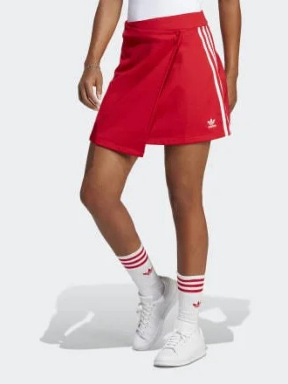 ADIDAS wrap skirt red white stripes sz L NWT